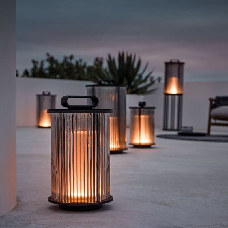 Modern Stainless Steel Glass Column LED Outdoor Waterproof Garden Floor Lamp