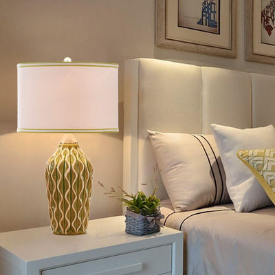 Moderne einfache Stoff-Eisriss-Keramik 1-Licht-Tischlampe 