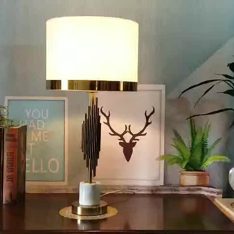 Nordic Luxury Fabric Marble Base 1-Light Table Lamp
