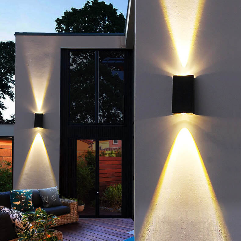 Simple Solar Trapezoid Outdoor Waterproof Up and Down Lights LED Wall Sconce Lamp