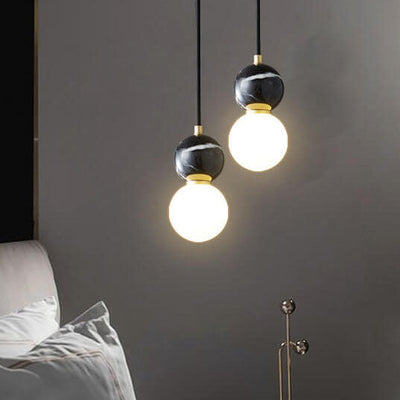 Modern Marble Round Ball 1-Light Pendant Light