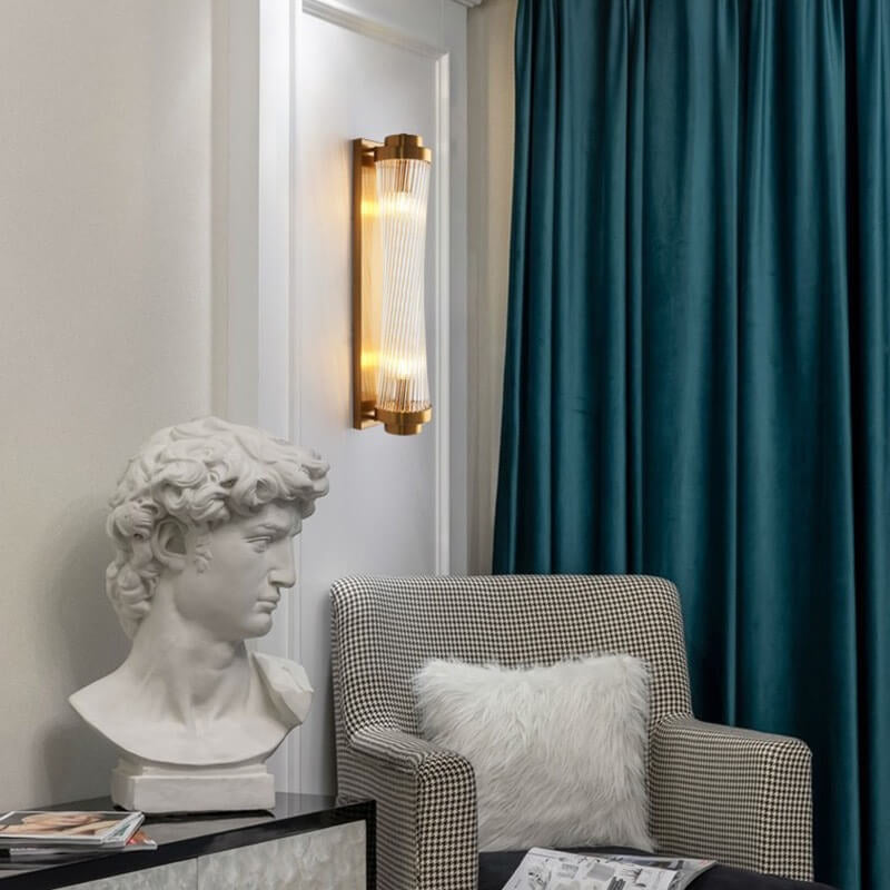 Lámpara Aplique de Pared de Lujo Moderno Cilindro de Cristal Rotación de 2 Luces 