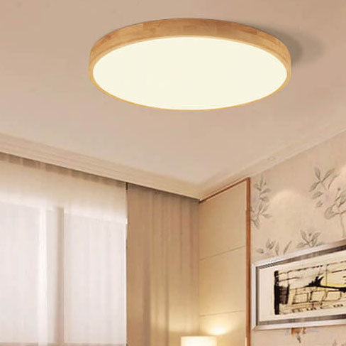 Nordic Massivholz Runde Ultra-Dünne LED Deckenleuchte 