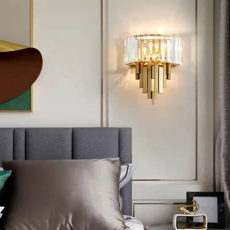 Modern Luxury Crystal Columnar 2-Light Wall Sconce Lamp