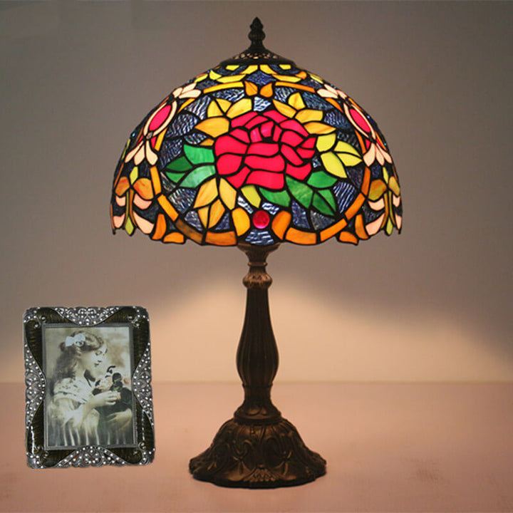 Lámpara de mesa Tiffany European Blooming Flower de 1 luz 