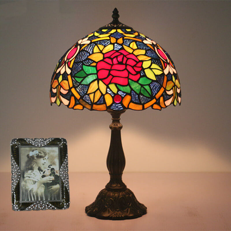 Lámpara de mesa Tiffany European Blooming Flower de 1 luz 