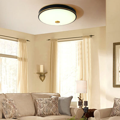 Retro Round Circle Iron  1-Light LED Flush Mount Ceiling Light