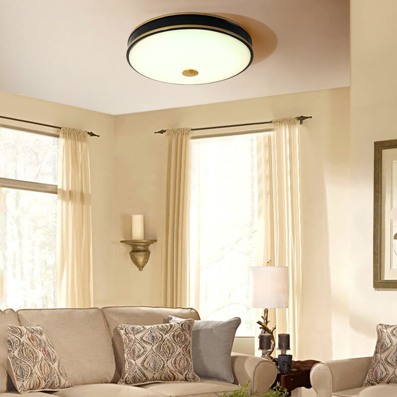 Retro Round Circle Iron  1-Light LED Flush Mount Ceiling Light