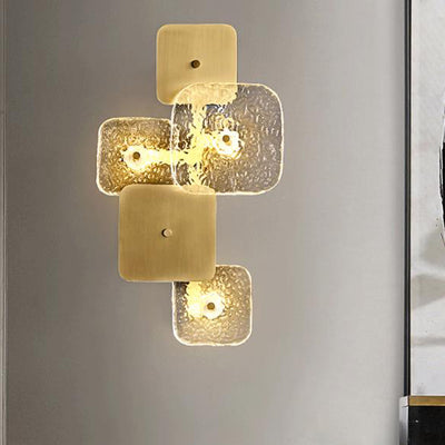Post-modern Glass Brass Patchwork Square LED Wall Sconce Lamp