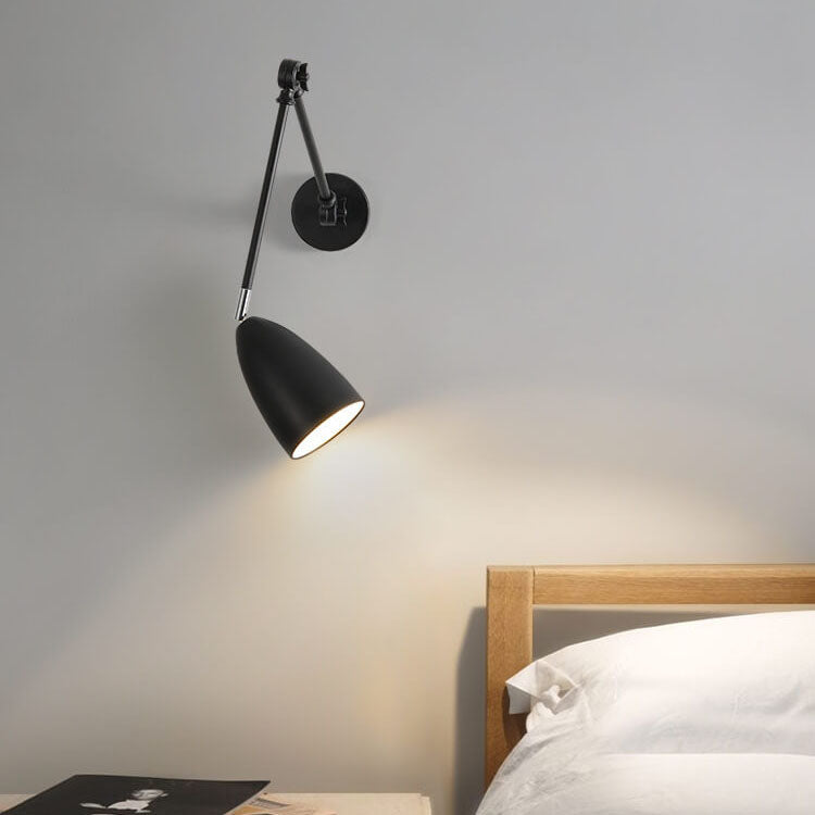 Lampe murale à bras oscillant industriel rétro rotatif rétractable en fer à 1 lumière 