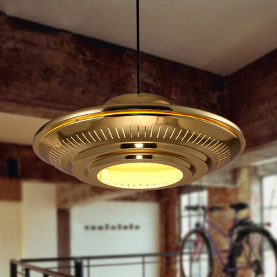 Industrial Vintage Iron Flying Saucer 1-Light Pendant Light