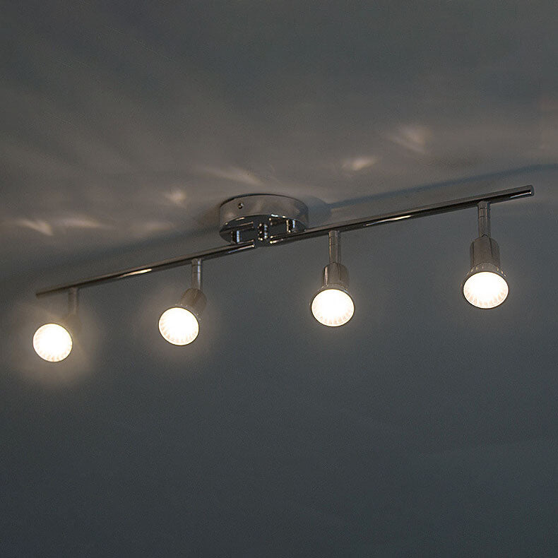 Simple Iron 4-Light Track Adjustable Spotlight Flush Mount Ceiling Light