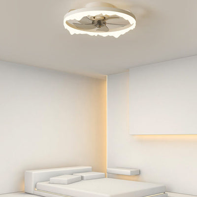 Minimalist Round Acrylic Border LED Semi-Flush Mount Ceiling Fan Light