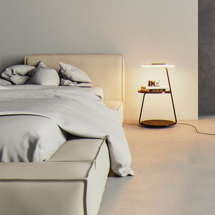 Modern Minimalist Column Storage Shelf Wireless Charging LED One Floor Lamp