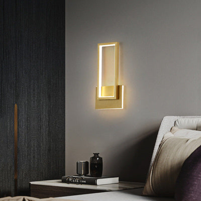 Modern Minimalist Gold Rectangular 1-Light LED Wall Sconce Lamp