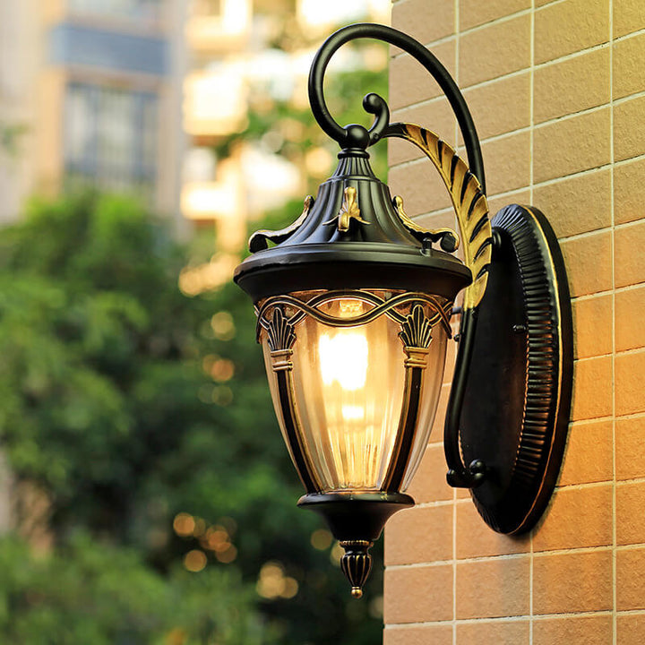Farol de arce europeo para exteriores, lámpara de pared impermeable de 1 luz 
