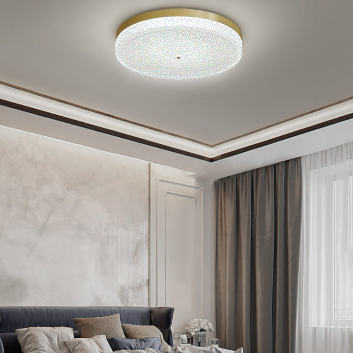 Moderne Glas Messing Runde LED Deckenleuchte 