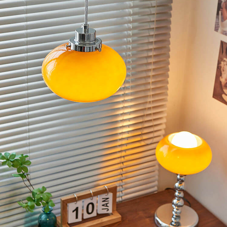 Cúpula de Vidrio Amarillo Nórdico Lámpara Colgante de 1 Luz 