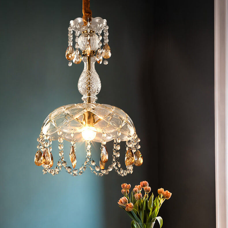 Moderne Luxus Kristall Hängedome 1-Licht Pendelleuchte 