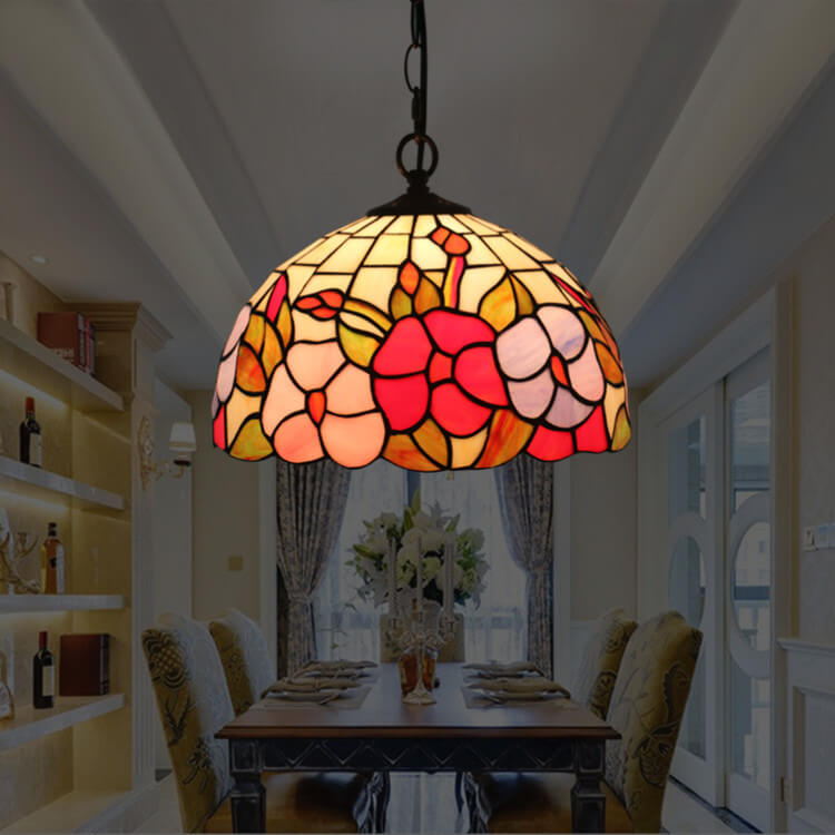 Tiffany European Stained Glass Dome 1-Light Pendelleuchte 