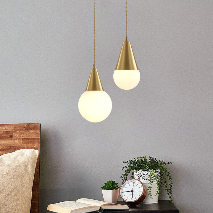 Nordic Creative Cone Brass Glass Orb 1-Light Pendant Light