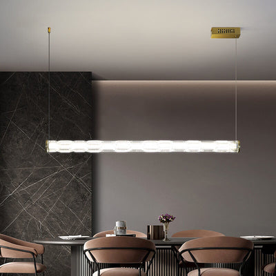 Modern Textured Glass Long Bar 1-Light LED Chandelier