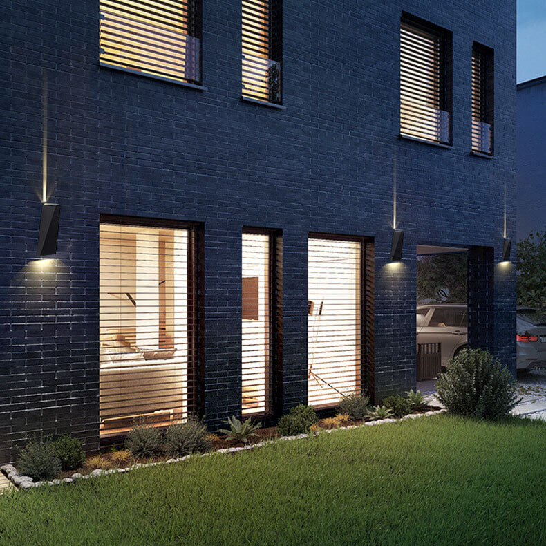 Lámpara de Aplique de Pared LED Impermeable para Exteriores Trapezoidal Simple de 2 Luces 