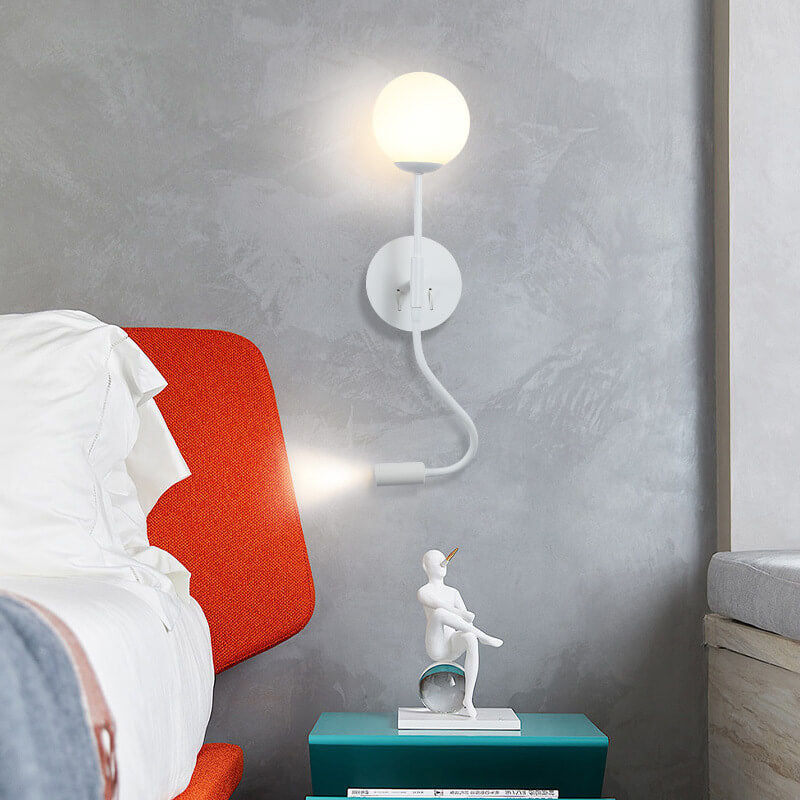 Modern Round Glass Ball Silicone Hose 1-Light Wall Sconce Lamp