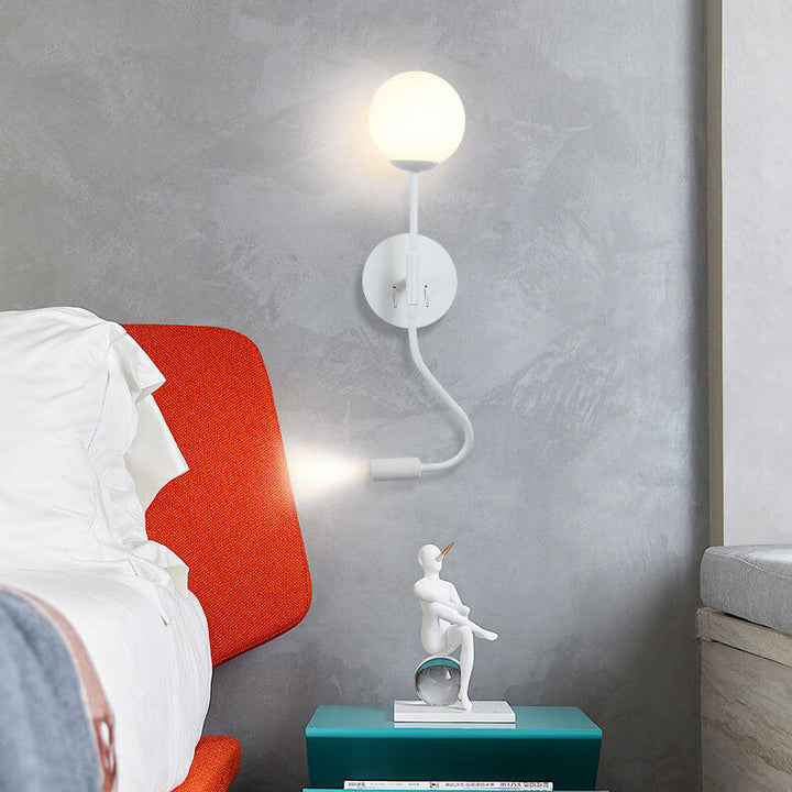 Modern Round Glass Ball Silicone Hose 1-Light Wall Sconce Lamp