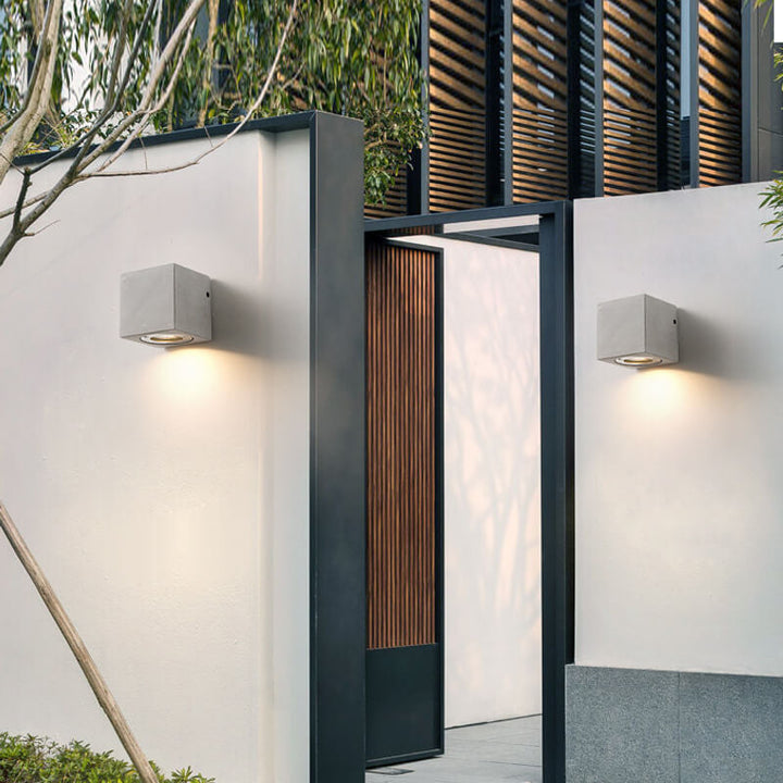 Lámpara Aplique de Pared Impermeable de 1 Luz Cuadrada de Cemento Industrial para Exteriores 