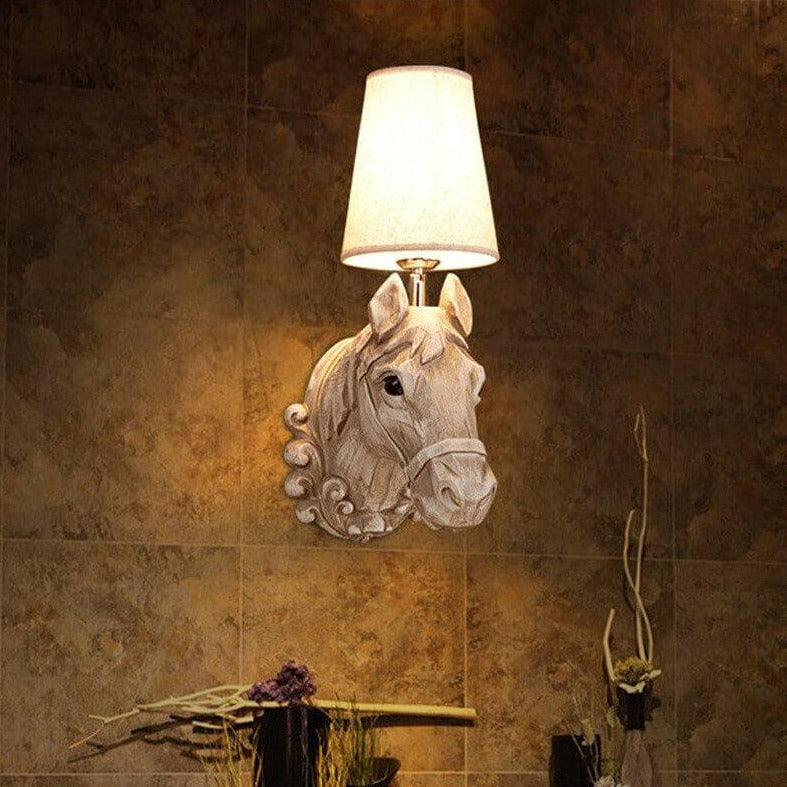 Retro Creative Resin Horse Head 1-Light Wall Sconce Lamp