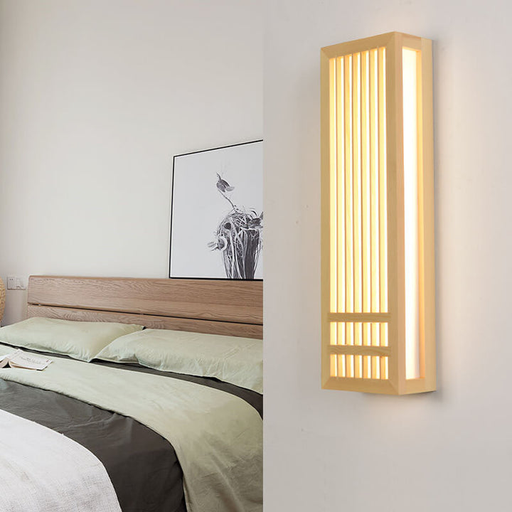 Modern Minimalist Solid Wood Acrylic Rectangular LED  Wall Sconce Lamp for Living Room
