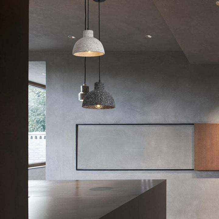Suspension Luminaire Dôme 1 Lumière Vintage Industriel en Ciment 