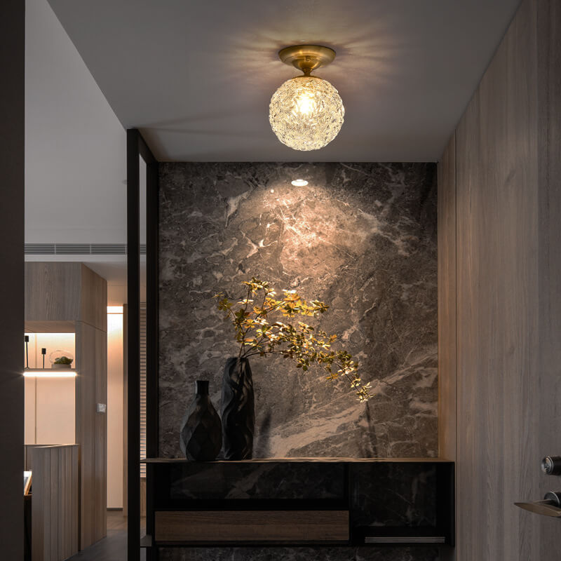 Modern Water Pattern Crystal Globe Ball 1-Light Ceiling Light