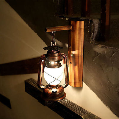 Vintage Horse Lantern Iron 1-Light Wall Sconce Lamp