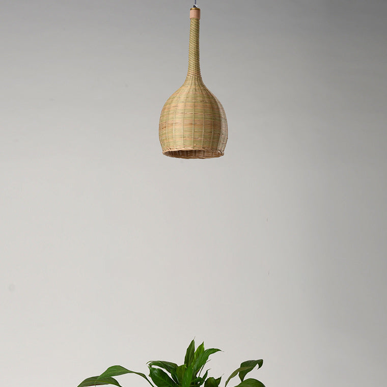 Bamboo Weaving Bottle Shape 1-Light Chinese Style Pendant Light