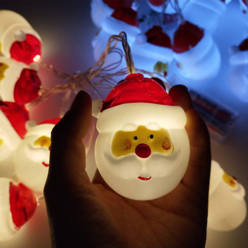 Lumières de Noël Père Noël Guirlande Lumineuse Décoration de Fête Patio 10/20 Lumières à Piles 