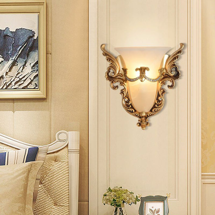 Aplique de pared de resina con talla retro europea de 1 luz 