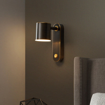 Minimalist Copper Cylinder 1-Light LED Wall Sconce Lamp