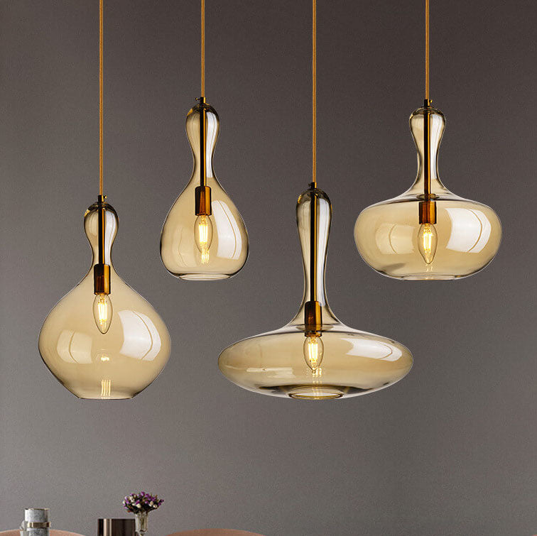 Moderne minimalistische geometrische Bernsteinflasche 1-Licht Pendelleuchte 