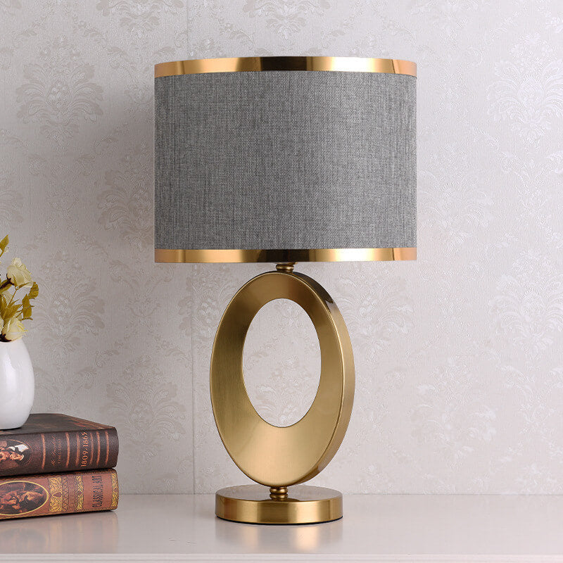 Moderner Luxusstoff-Ringfuß 1-Licht Tischlampe 