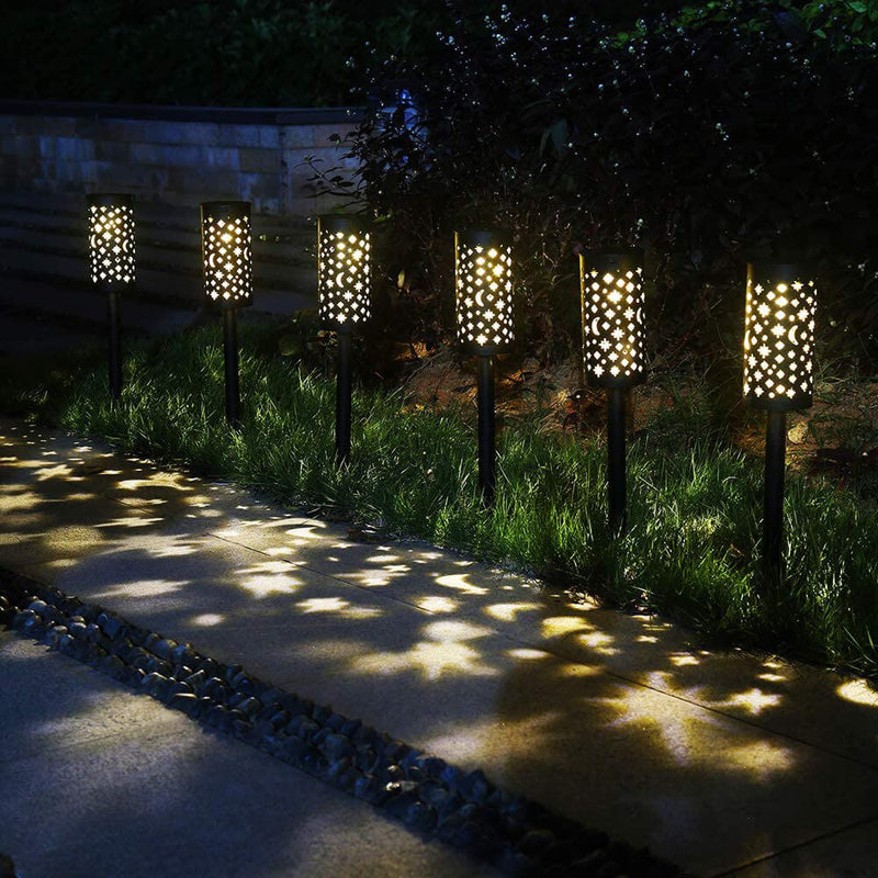 Solar Iron Lantern Star Moon LED Outdoor Waterproof Lawn Garden Floor Lamp