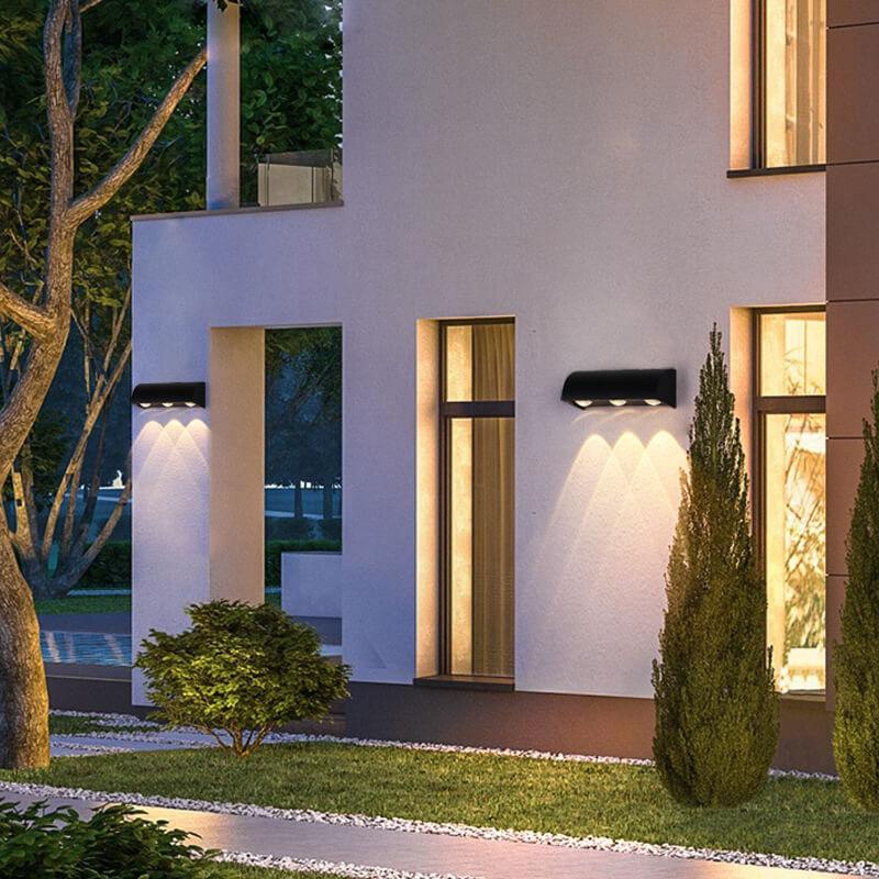 Moderne zylindrische 3-Licht-LED-Außenwandleuchte aus Aluminium 