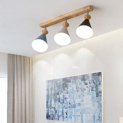 Macaron Cone Shade 3-Light Semi-Flush Mount Ceiling Light