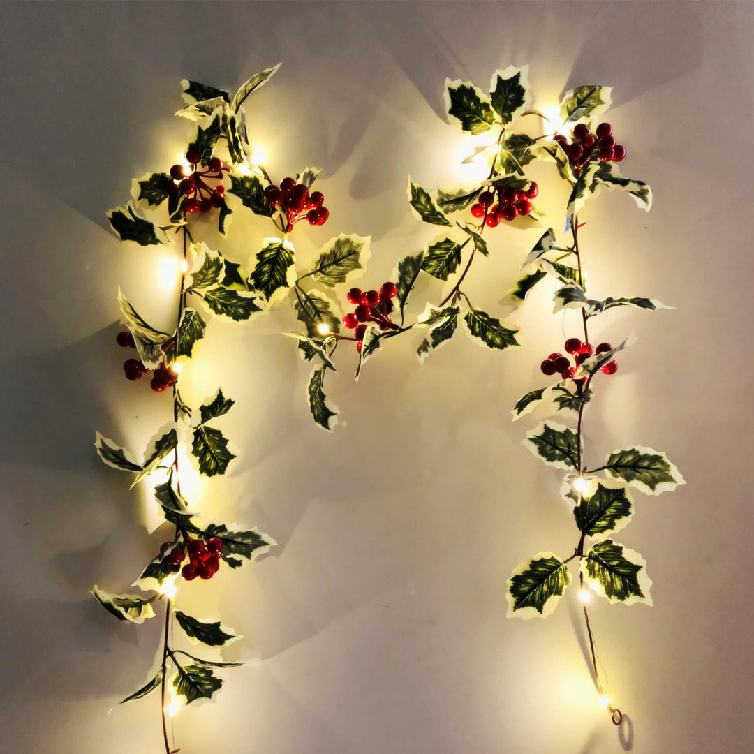 Weihnachtsrote Früchte Rattan Party Fenster Terrasse Party Thanksgiving Dekoration Lichterkette 