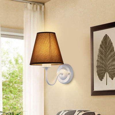 Modern Fabric Bell Shade Bend Arm 1-Light Wall Sconce Lamp