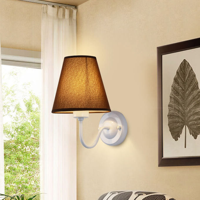 Modern Fabric Bell Shade Bend Arm 1-Light Wall Sconce Lamp