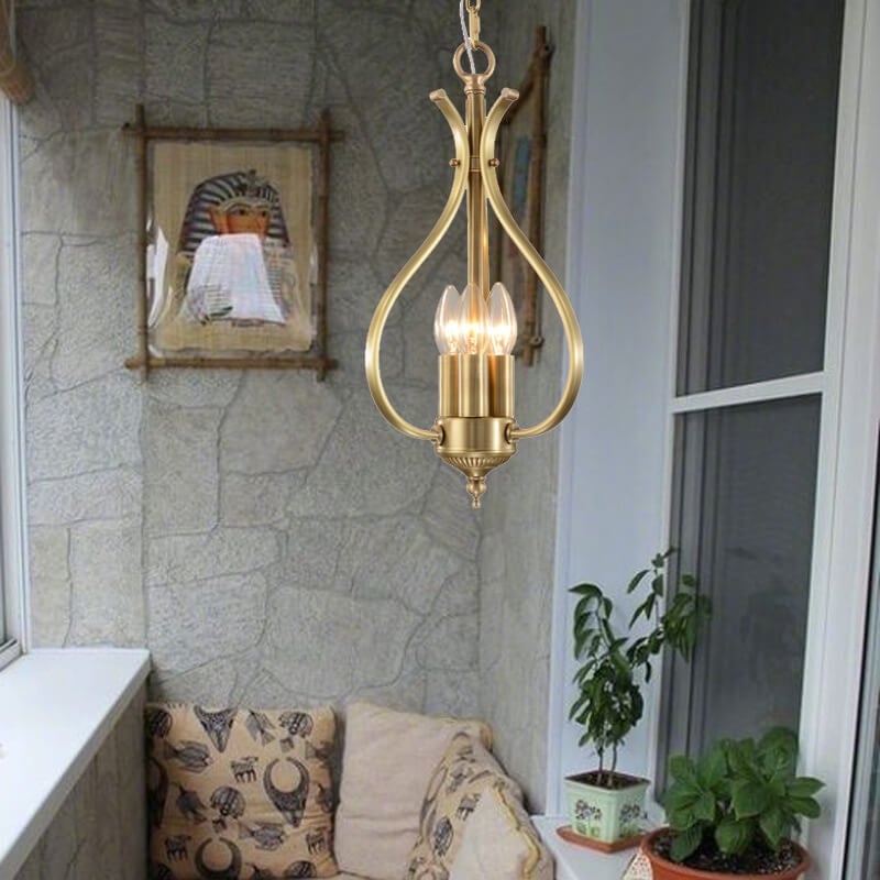 Lámpara de Araña de Latón Vintage en Forma Ovalada de 3/5 Luces 