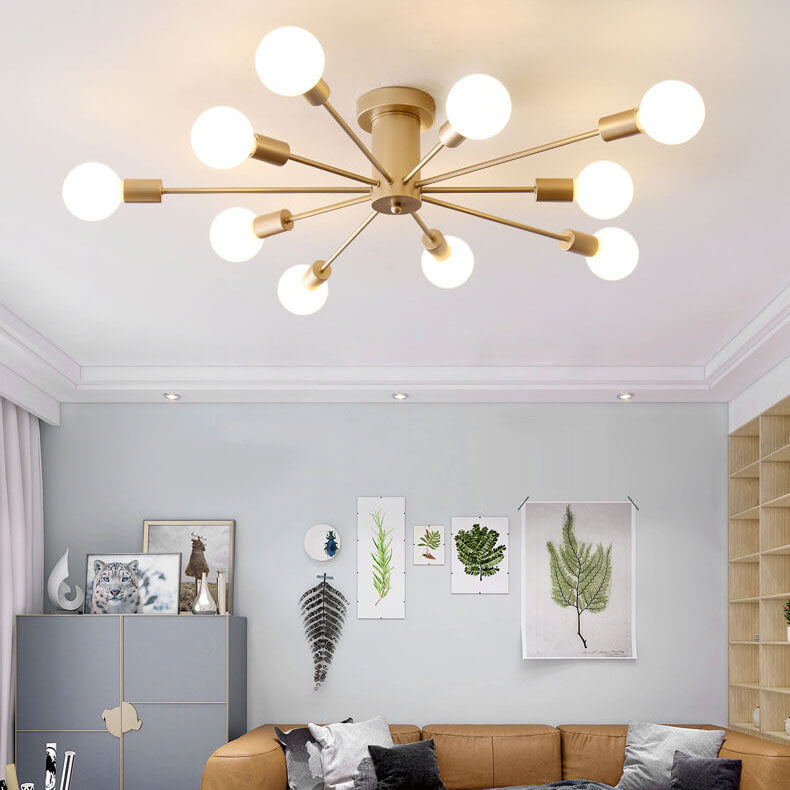 Modern Branches Metal 6/8/10-Light Semi-Flush Mount Ceiling Light