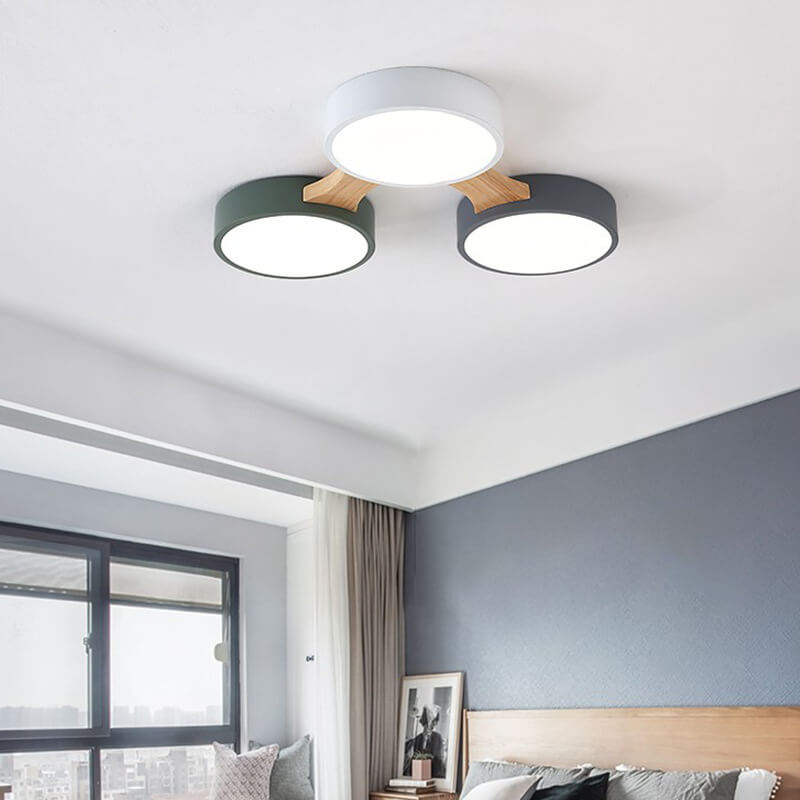 Modern Macaron Circle 3/4/5/8 Light LED Flush Mount Ceiling Light